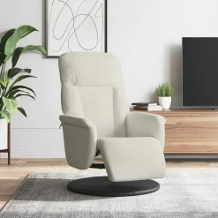 vidaXL Sillón reclinable con reposapiés terciopelo color Crema New