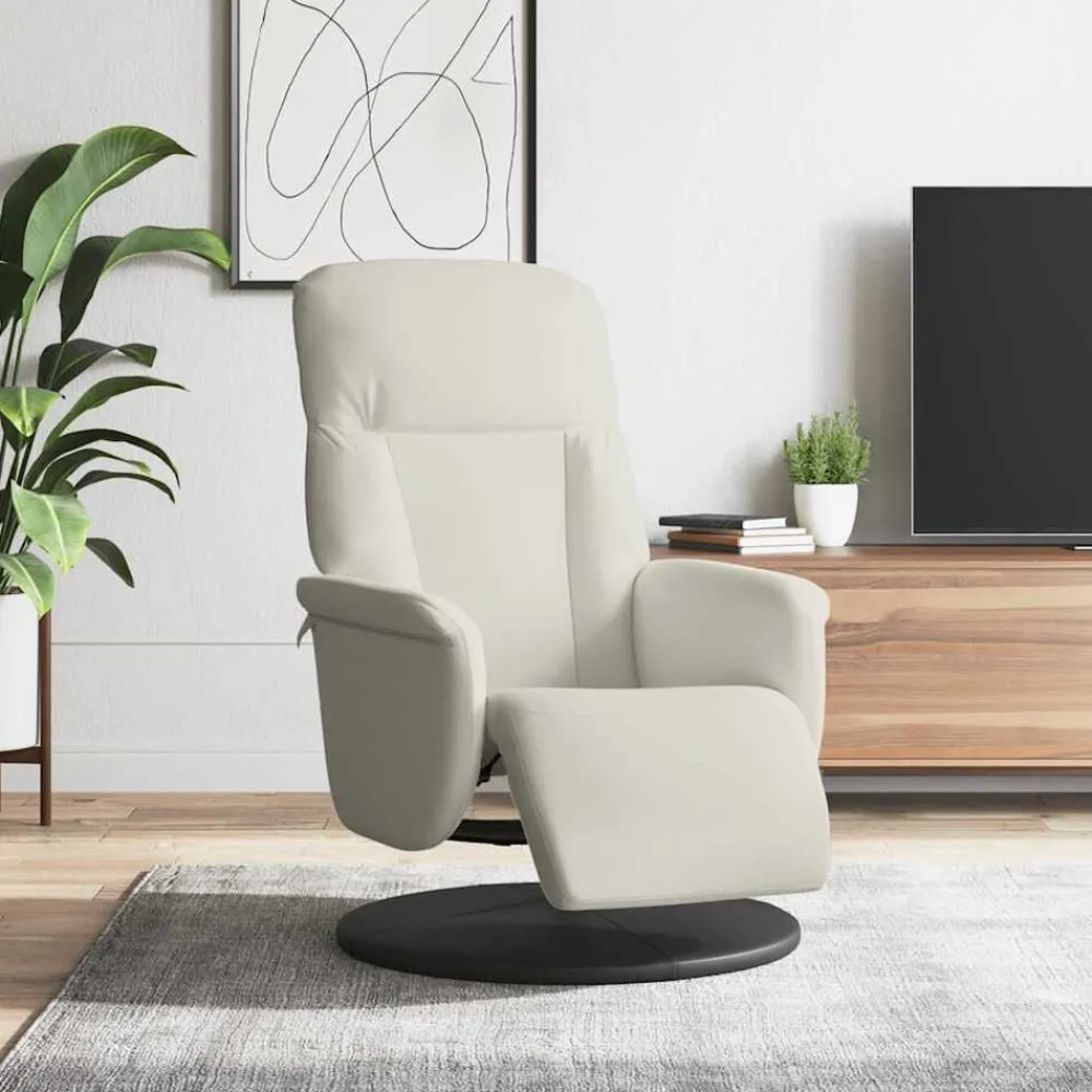 vidaXL Sillón reclinable con reposapiés terciopelo color Crema New