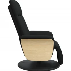vidaXL Sillas-Sillón reclinable con reposapiés tela negra
