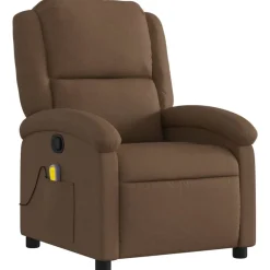 vidaXL Sillas-Sillón reclinable con masaje de tela marrón