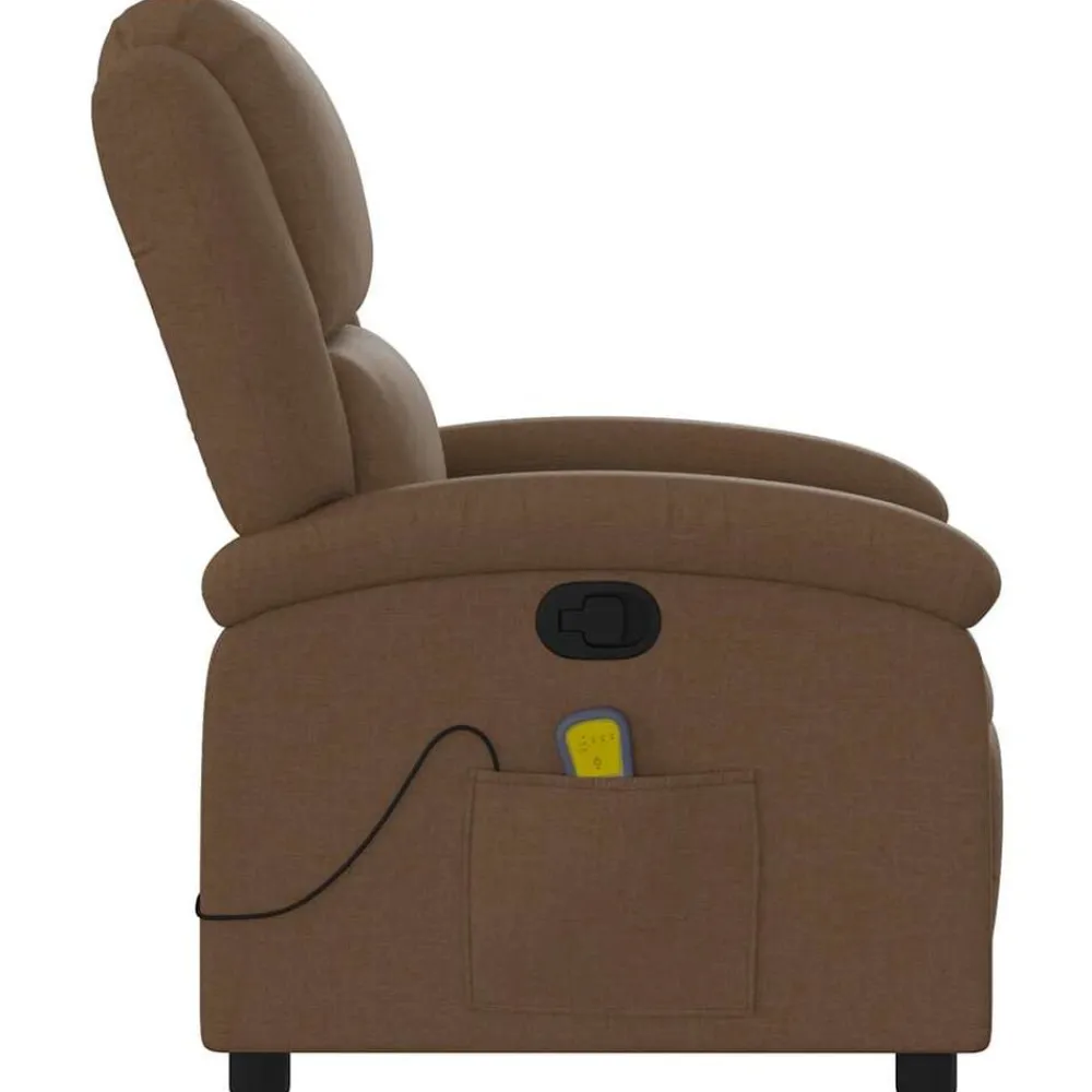 vidaXL Sillas-Sillón reclinable con masaje de tela marrón