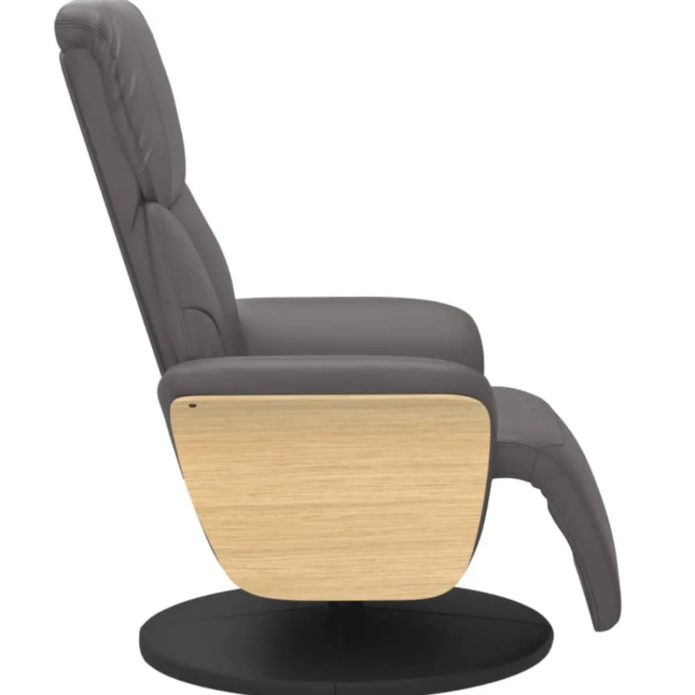 vidaXL Sillón reclinable con reposapiés cuero sintético Gris Discount