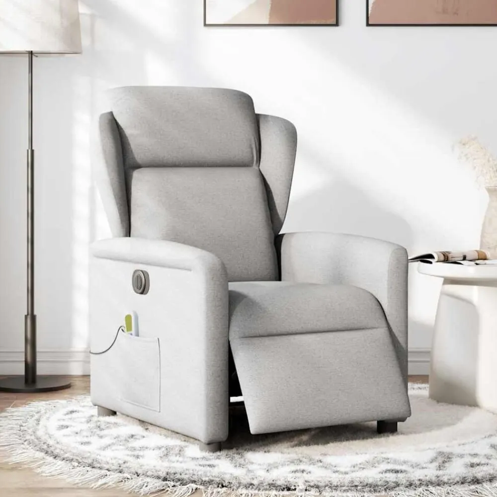 vidaXL Sillón reclinable de masaje eléctrico tela Gris nube