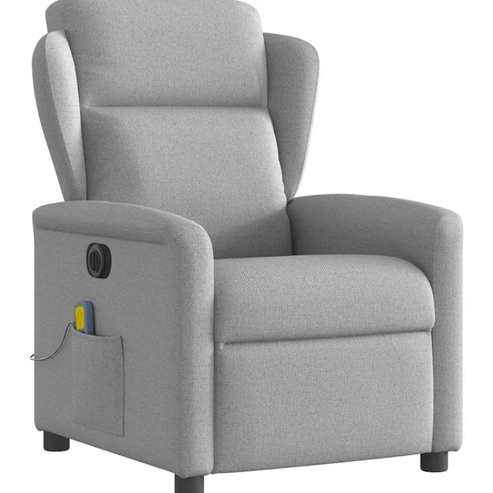 vidaXL Sillón reclinable de masaje eléctrico tela Gris nube