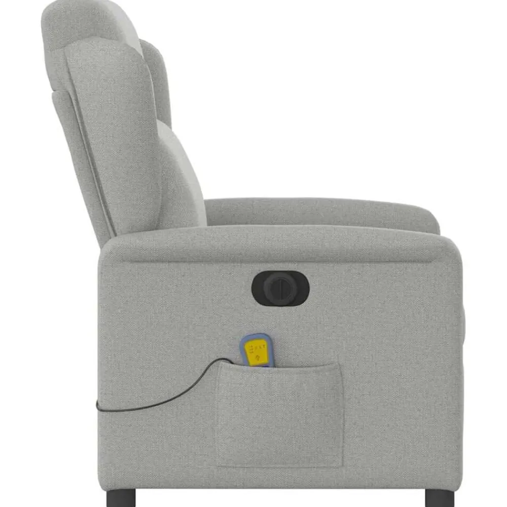 vidaXL Sillón reclinable de masaje eléctrico tela Gris nube