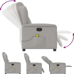 vidaXL Sillón reclinable de masaje eléctrico tela Gris nube