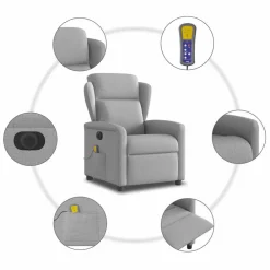 vidaXL Sillón reclinable de masaje eléctrico tela Gris nube