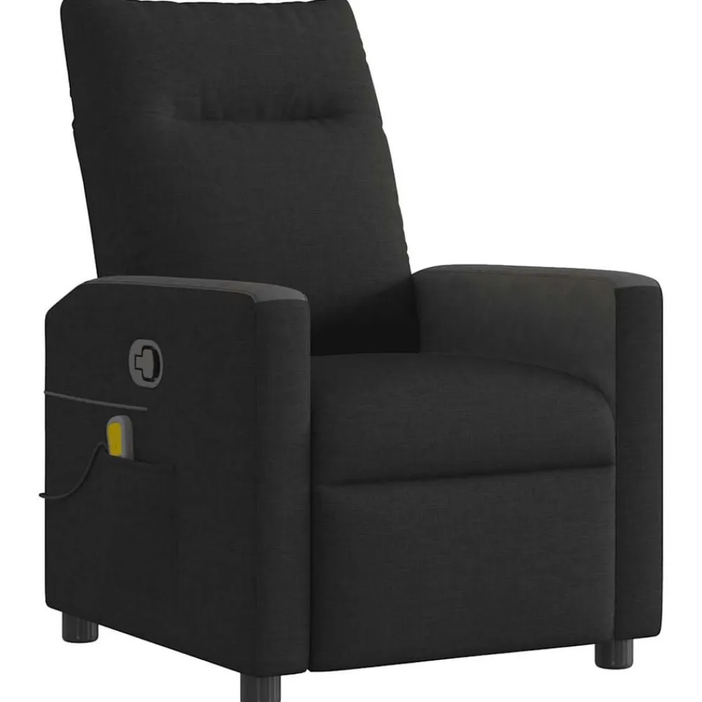 vidaXL Sillón reclinable de masaje de tela Negro Best