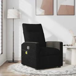 vidaXL Sillón reclinable de masaje de tela Negro Best