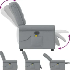 vidaXL Sillas-Sillón reclinable de masaje de tela