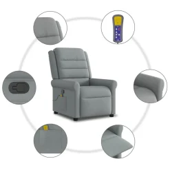 vidaXL Sillas-Sillón reclinable de masaje de tela