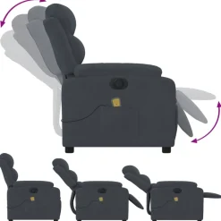 vidaXL Sillón reclinable de masaje eléctrico terciopelo Gris oscuro New