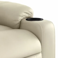 vidaXL Sillón reclinable de masaje de pie cuero artificial color Crema Discount