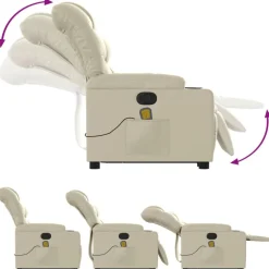 vidaXL Sillón reclinable de masaje de pie cuero artificial color Crema Discount