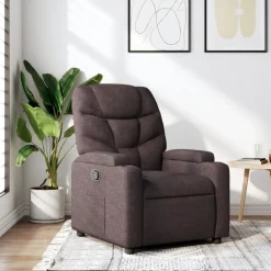vidaXL Sillón reclinable de tela marrón oscuro Marr&oacute;n oscuro Discount