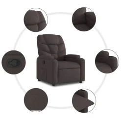 vidaXL Sillón reclinable de tela marrón oscuro Marr&oacute;n oscuro Discount