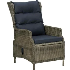 vidaXL Sillón reclinable de jardín con cojines ratán sintético marrón Marr&oacute;n Discount