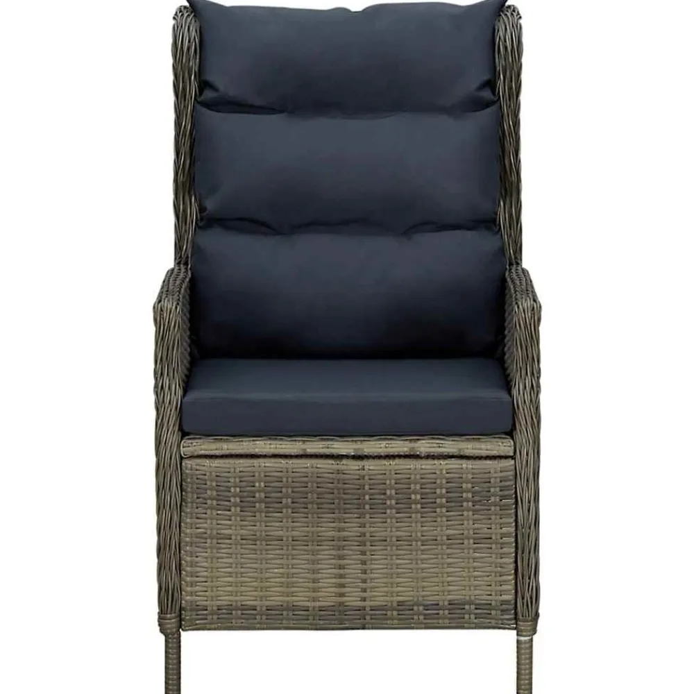 vidaXL Sillón reclinable de jardín con cojines ratán sintético marrón Marrón Discount