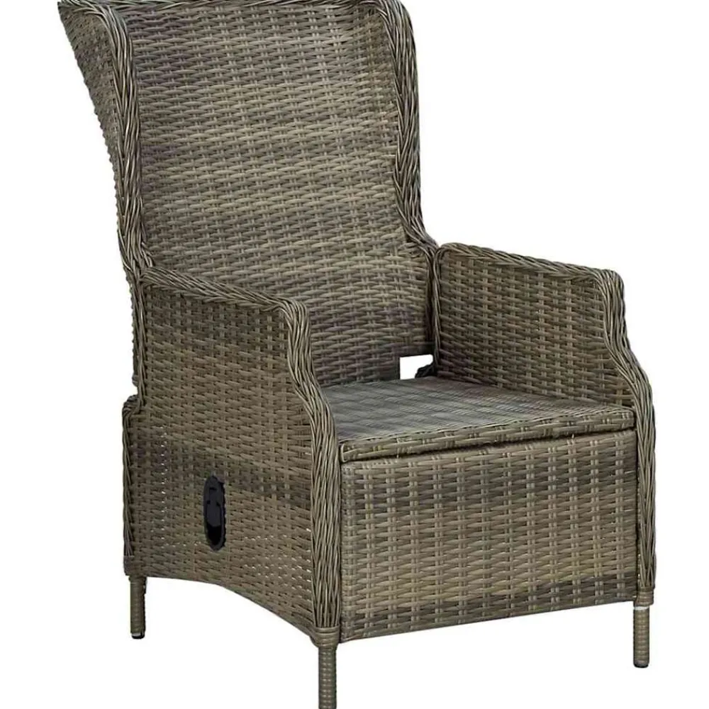 vidaXL Sillón reclinable de jardín con cojines ratán sintético marrón Marrón Discount