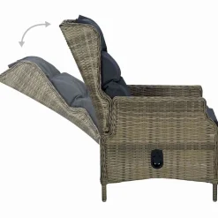vidaXL Sillón reclinable de jardín con cojines ratán sintético marrón Marrón Discount