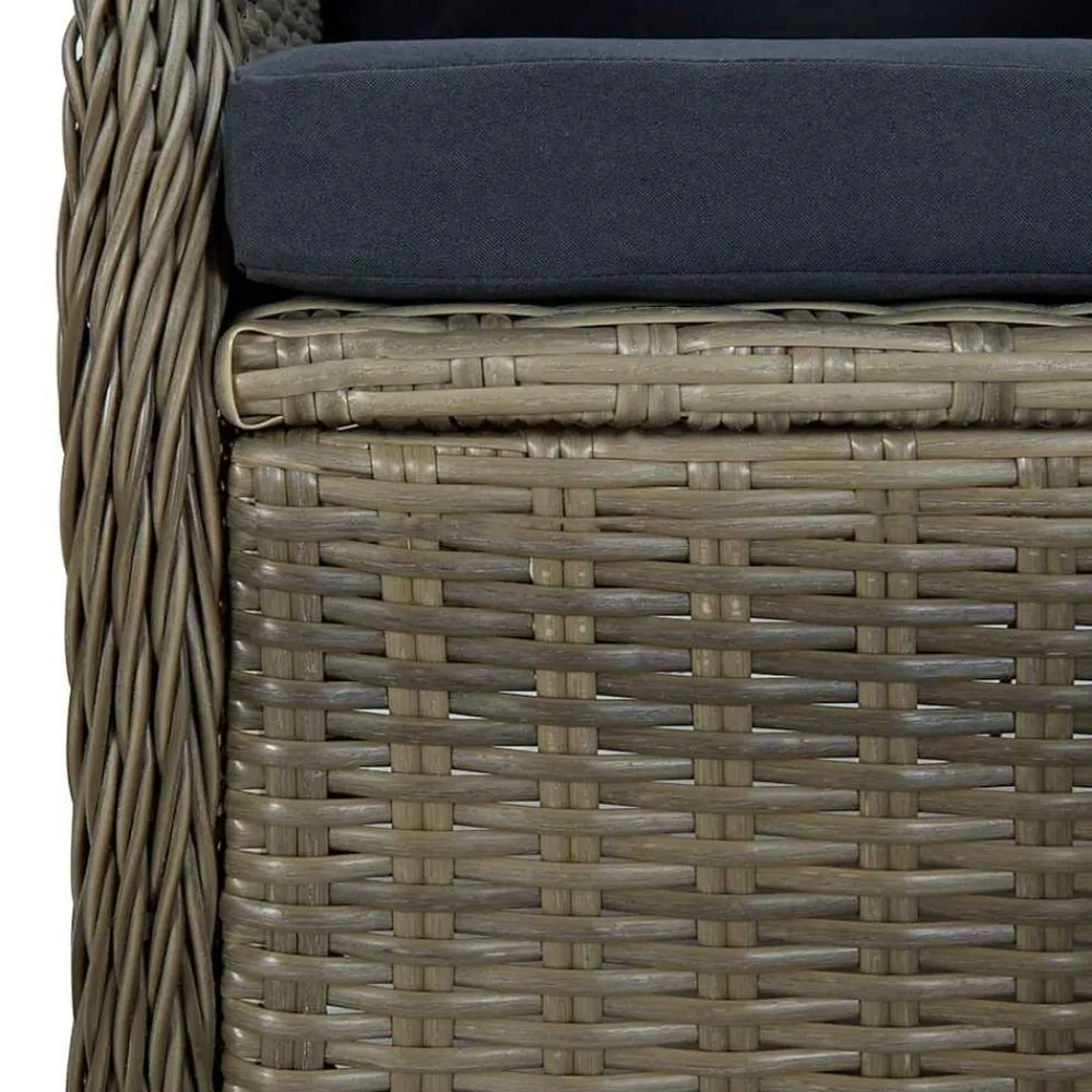 vidaXL Sillón reclinable de jardín con cojines ratán sintético marrón Marrón Discount