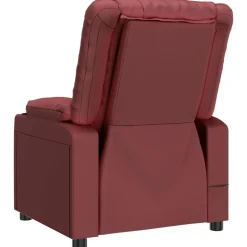 vidaXL Sillas-Sillón reclinable de cuero sintético rojo tinto