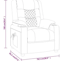 vidaXL Sillas-Sillón reclinable de cuero sintético rojo tinto