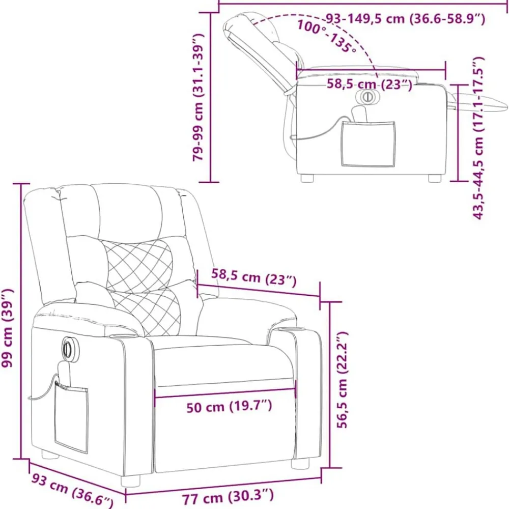 vidaXL Sillón reclinable de masaje eléctrico tela Verde oscuro Outlet
