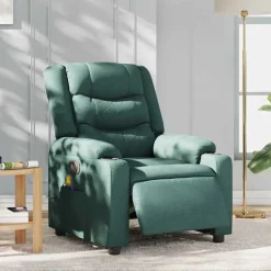 vidaXL Sillón reclinable de masaje eléctrico tela Verde oscuro Outlet