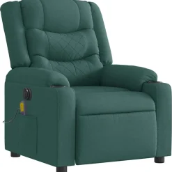 vidaXL Sillón reclinable de masaje eléctrico tela Verde oscuro Outlet