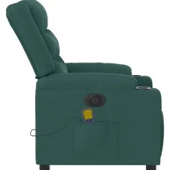 vidaXL Sillón reclinable de masaje eléctrico tela Verde oscuro Outlet