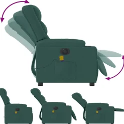 vidaXL Sillón reclinable de masaje eléctrico tela Verde oscuro Outlet
