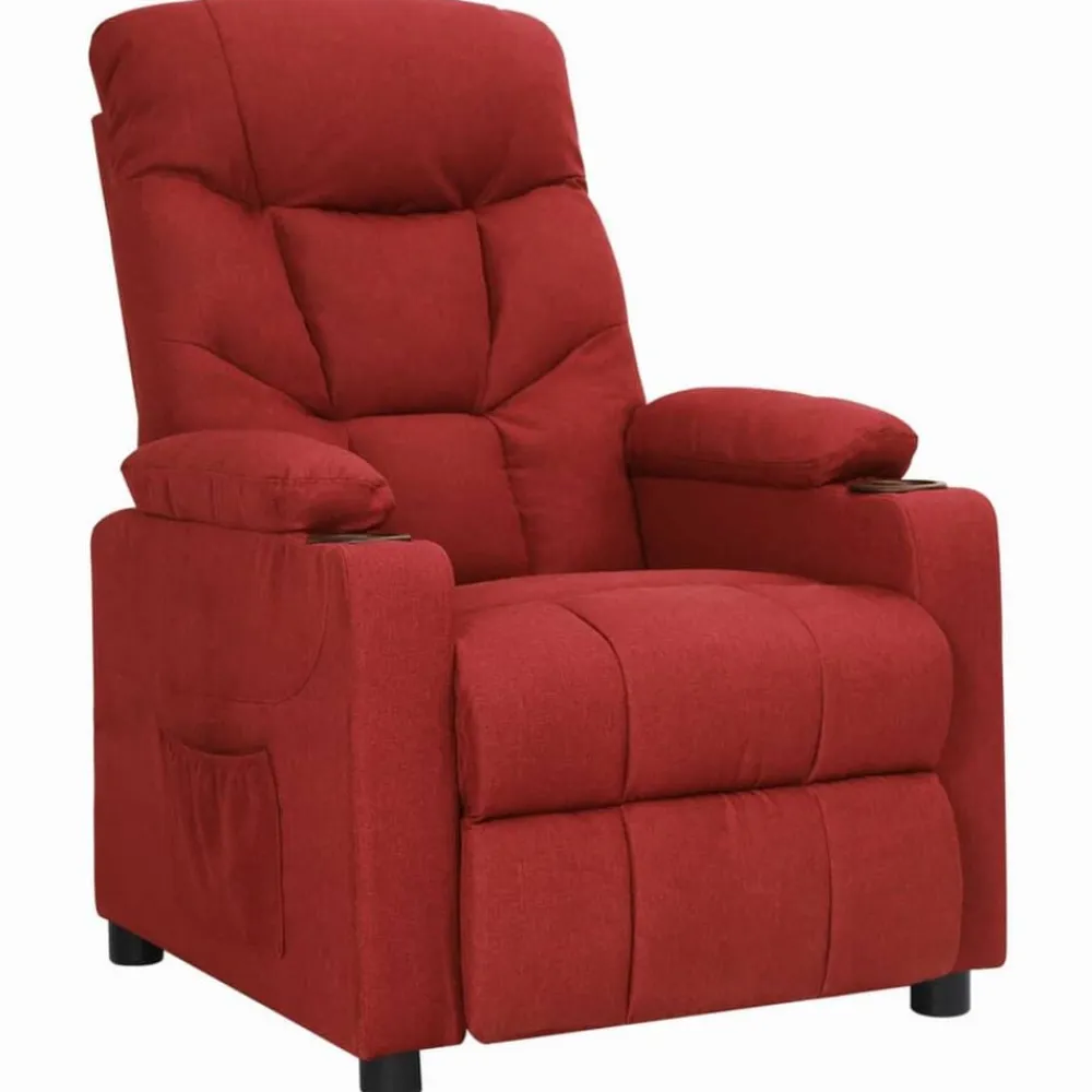 vidaXL Sillón reclinable de tela rojo tinto Rojo vino tinto