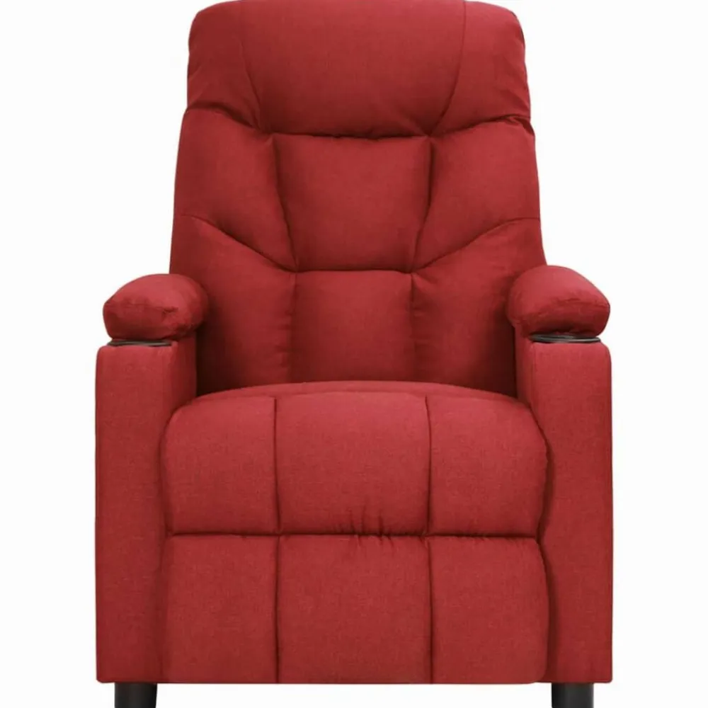 vidaXL Sillón reclinable de tela rojo tinto Rojo vino tinto