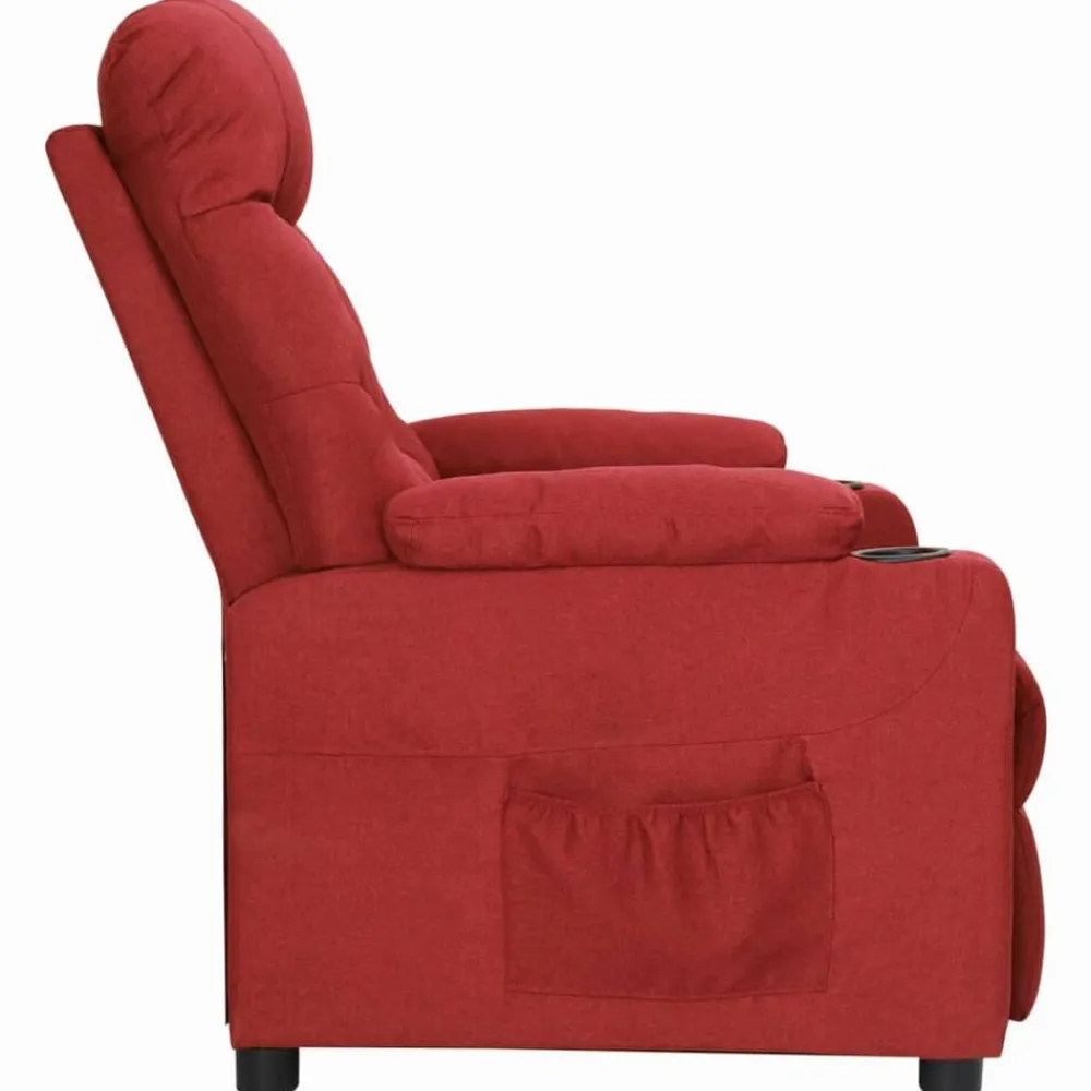 vidaXL Sillón reclinable de tela rojo tinto Rojo vino tinto