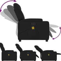 vidaXL Sillón reclinable de masaje de tela negra Negro Hot