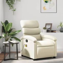 vidaXL Sillas-Sillón reclinable de masaje cuero sintético