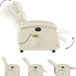 vidaXL Sillas-Sillón reclinable de masaje cuero sintético