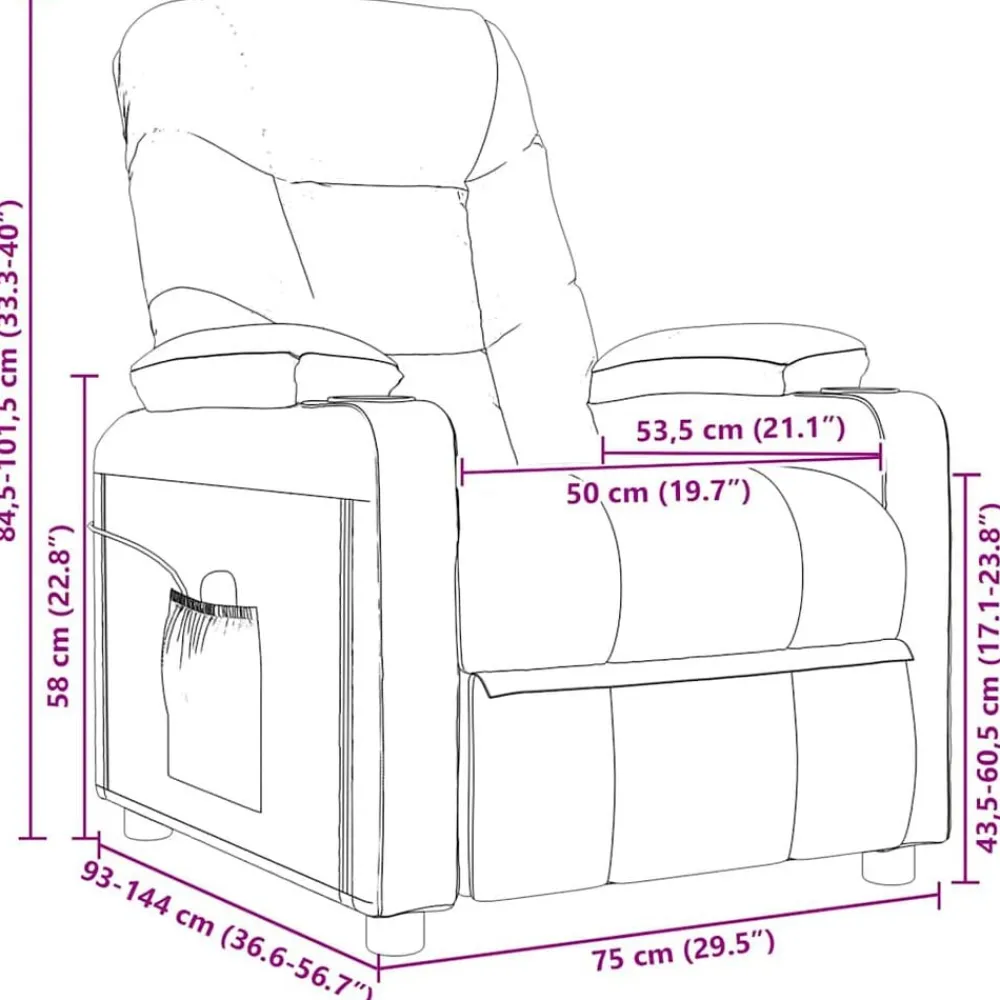 vidaXL Sillón reclinable de tela Negro New