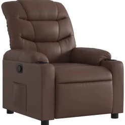 vidaXL Sillas-Sillón reclinable de cuero sintético marrón
