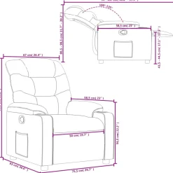 vidaXL Sillas-Sillón reclinable de cuero sintético marrón