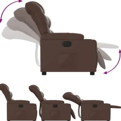 vidaXL Sillas-Sillón reclinable de cuero sintético marrón