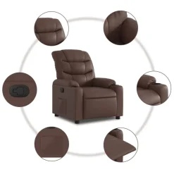 vidaXL Sillas-Sillón reclinable de cuero sintético marrón