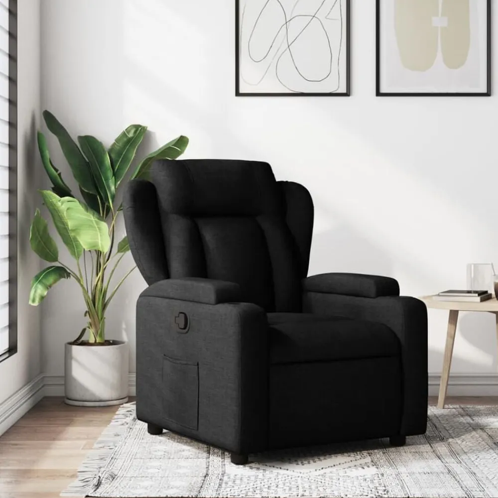 vidaXL Sillón reclinable de tela Negro
