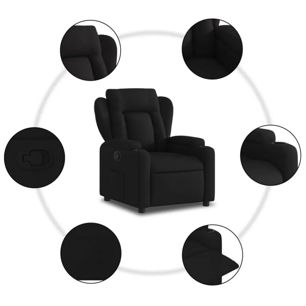 vidaXL Sillón reclinable de tela Negro