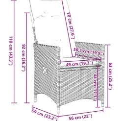 vidaXL Sillón reclinable de jardín con cojines ratán sintético Gris Online