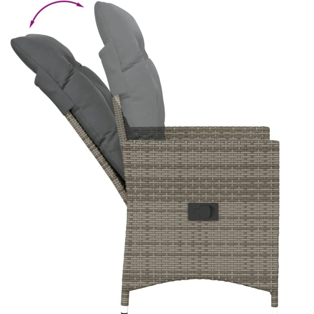 vidaXL Sillón reclinable de jardín con cojines ratán sintético Gris Online