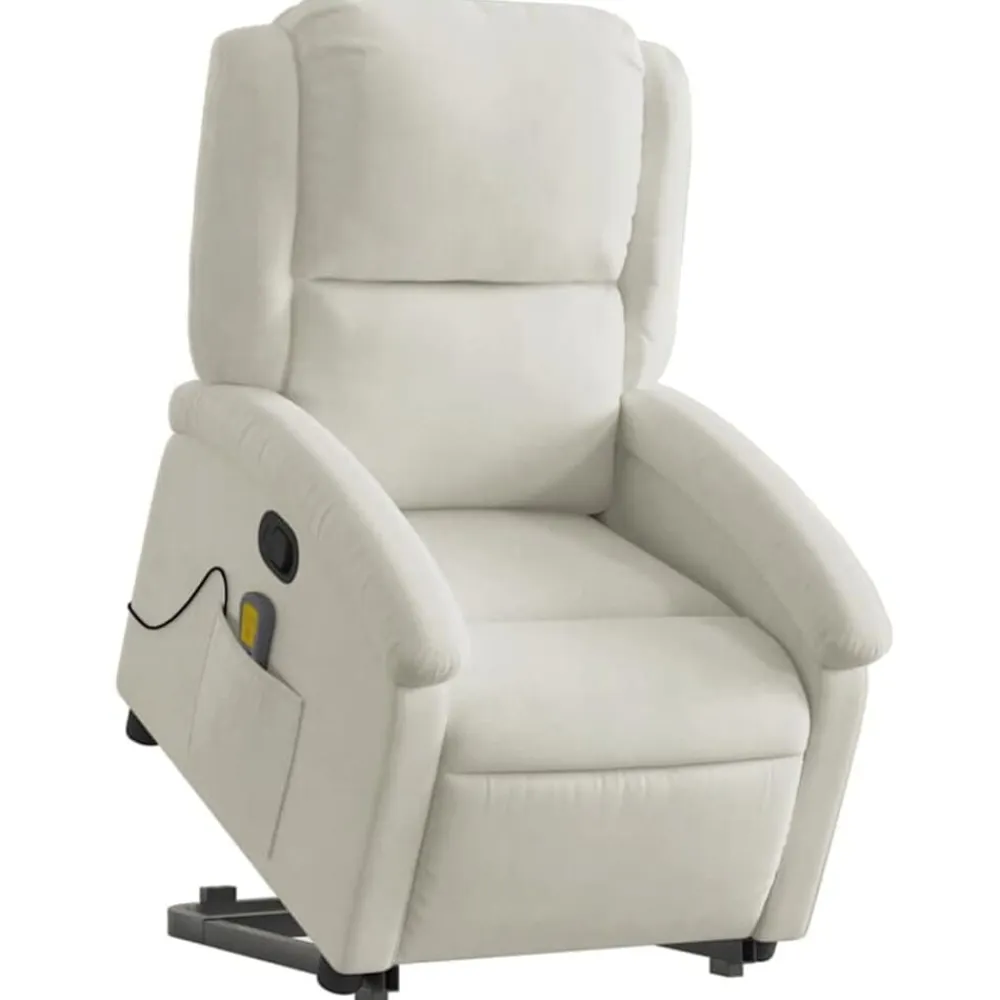 vidaXL Sillón reclinable de masaje elevable terciopelo Crema Hot
