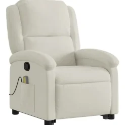 vidaXL Sillón reclinable de masaje elevable terciopelo Crema Hot