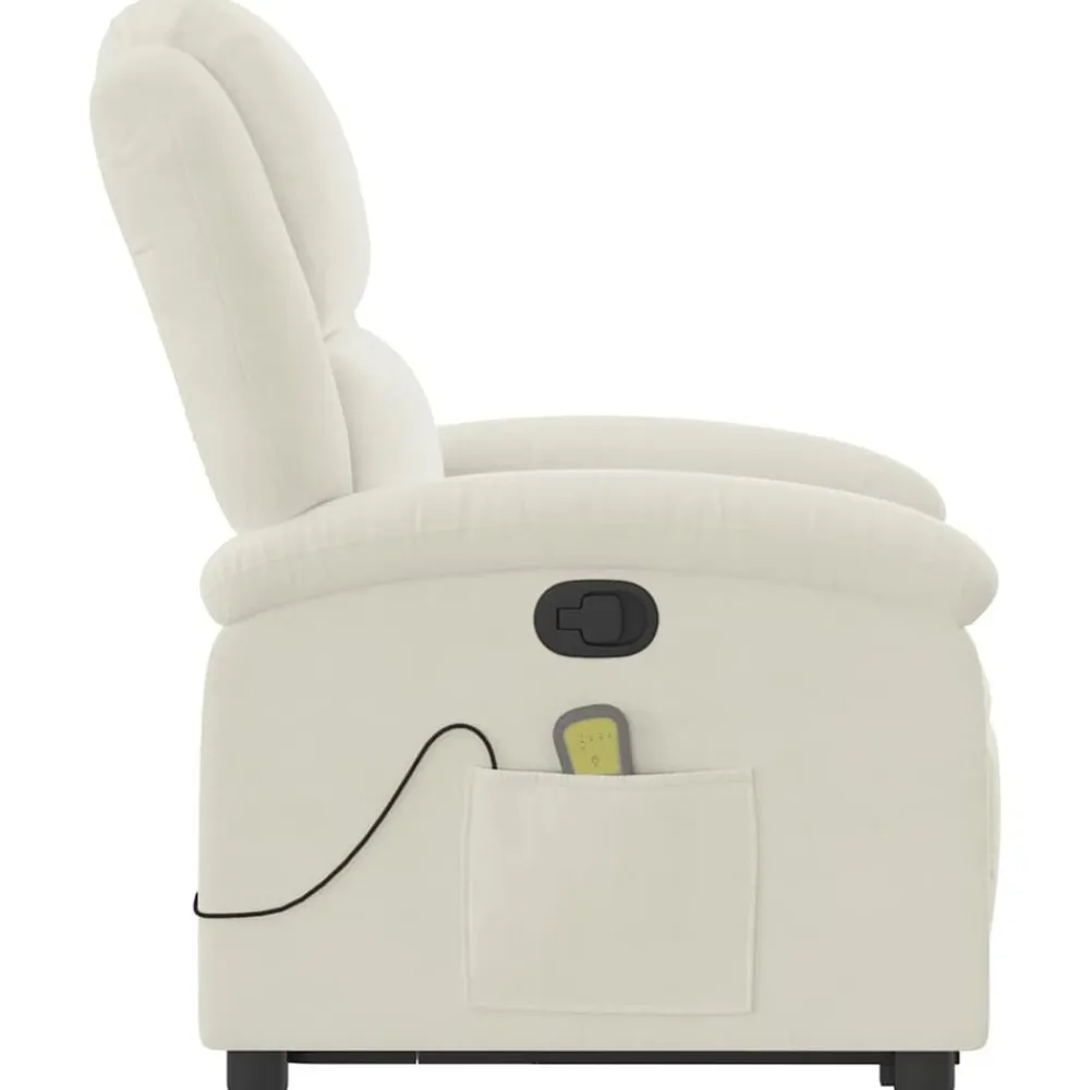 vidaXL Sillón reclinable de masaje elevable terciopelo Crema Hot